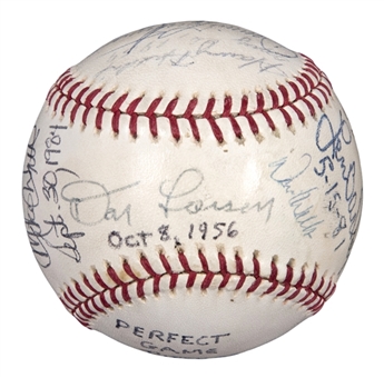Perfect Game Pitchers Multi-Signed Baseball With 13 Signatures Including Larsen, Koufax, Hunter, & Bunning (PSA/DNA)